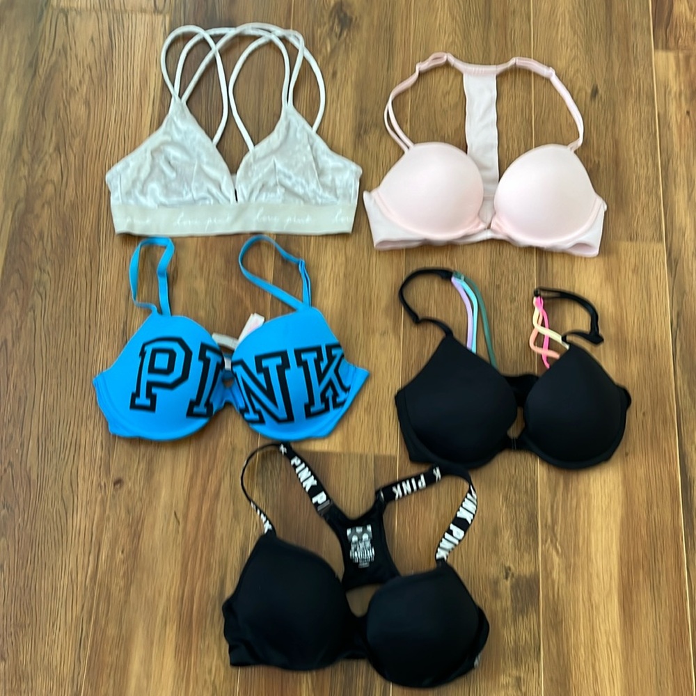5 Victoria's Secret and VS Pink Bras- size 34 B